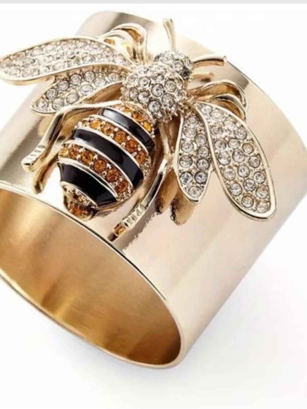 🐝 Gold Tone Bee Statement Ring with Rhinestone Accents - Picture 6 of 11